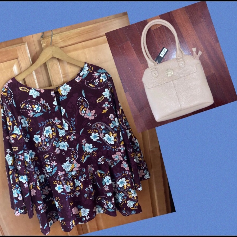 ➕Lot NWT Bag & Top blouse floral 20 XXL, handbags neutral beige / taupe